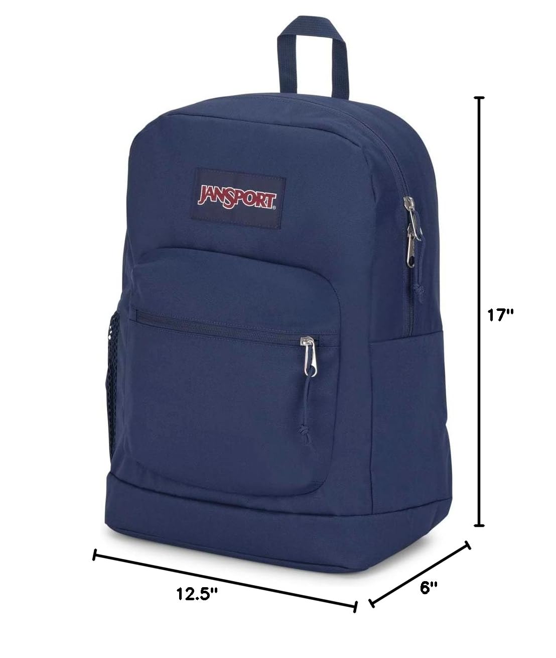 JanSport Cross Town Plus Backpack - Large Main Compartment, Side Water Bottle Pocket, 15-Inch Padded Laptop Sleeve - Navy - Image 8