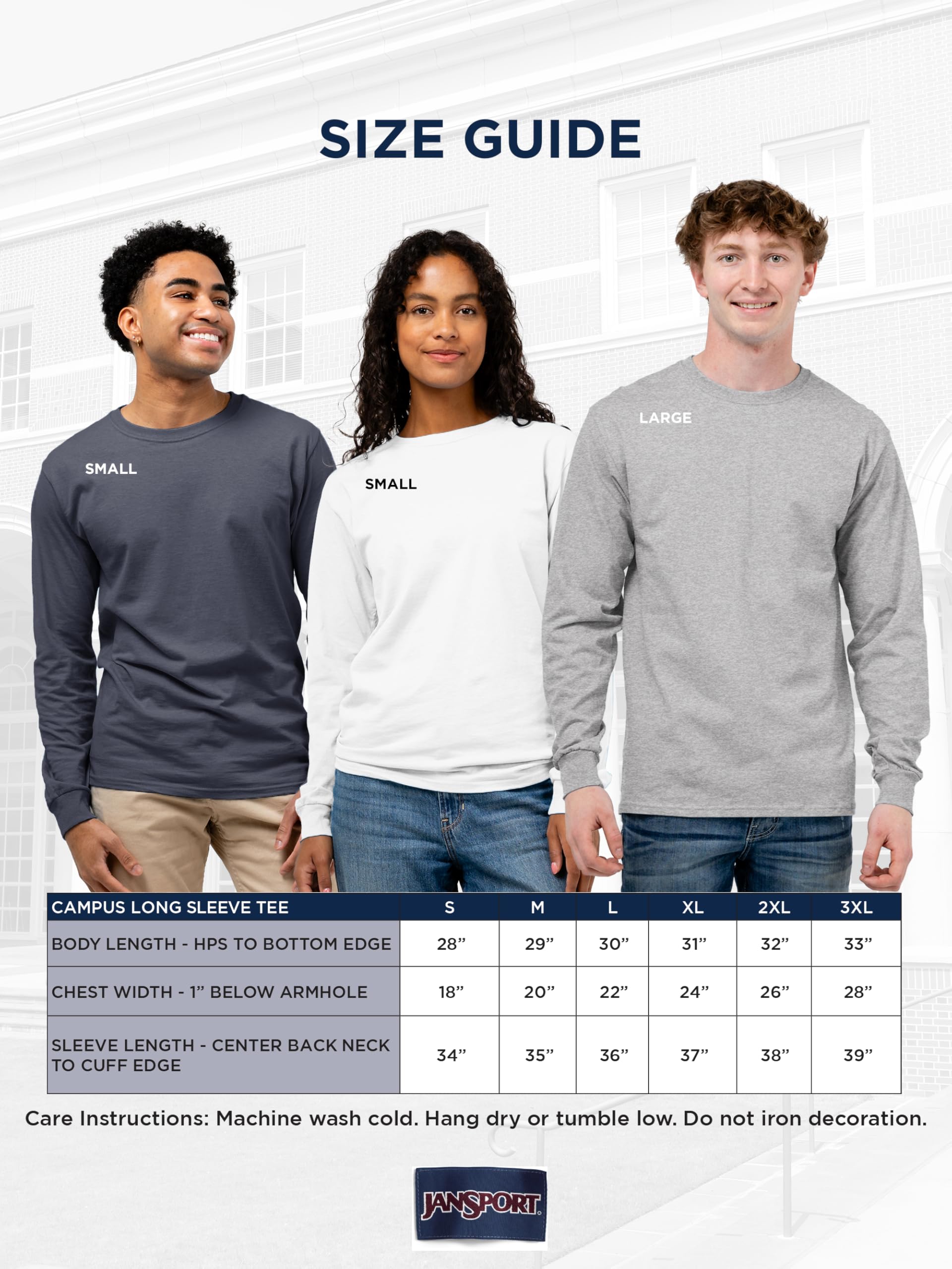 JanSport NCAA Officially Licensed Campus Long Sleeve T Shirt for Men, Soft & Breathable Pre-Shrunk Cotton Crewneck T Shirt - Image 6