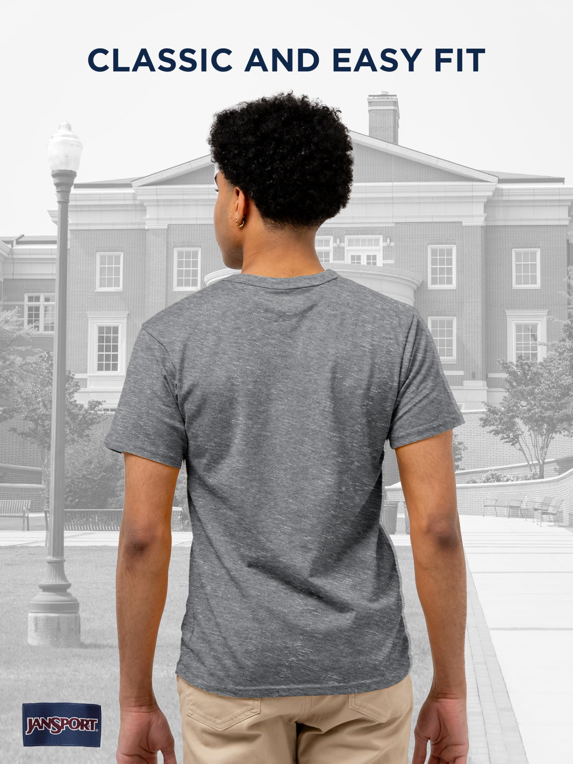 JanSport NCAA Officially Licensed Pregame Short Sleeve T Shirt for Men, Soft & Breathable Triblend Crewneck T Shirt - Image 4